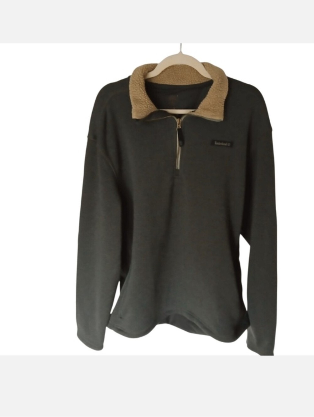 Timberland Long Sleeve Pullover Quarter Zip Brown Knit Fabric Fleece Lining XXL